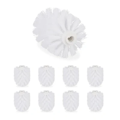 Bild av Relaxdays, vitt ersättningsborsthuvud för toalettborste, set om 9, ersättning toalettborsthuvud, plast, 12 mm gänga, D: 8 cm, 9 stycken