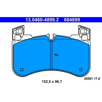 Bild av ATE 13.0460 4899.2 Jeu de plaquettes frein préparé pour indicateur d&#039;usure, contact signal d&#039;usure exclu LAND ROVER: Range Rover Sport
