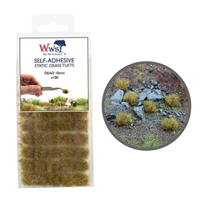 Bild av War World Scenics Self Adhesive Static Grass Tufts x 100 Dead, 10mm Model Railway Wargame Scenery Railroad Modelling Diorama Miniature Hobby Tabletop