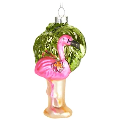 Bild av BRUBAKER Handmålat Glas Julkulor Roligt Motiv Handblåst Julgransdekoration Figurer Rolig Deko Hängande Trädkula Julgranskula Juldekoration Flamingo