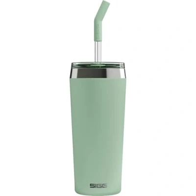 Bild av SIGG Helia Kaffemugg to go (0,6 l), dubbelväggig isolerad termosmugg med glassugrör, läckagesäker rostfritt stål tumlare för varma och kalla drycker Optimistic Yellow
