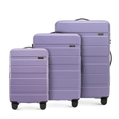 Bild av WITTCHEN COMODO Line hård väska set 3 delar bagage trolley resväska lättvikts transportväska med 4 hjul kombinationslås Lilac