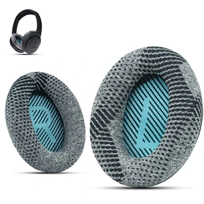 Bild av Andas nytt liv i din Bose QC35 II ersättningsöronkuddar av Krone Kalpasmos, lyxigt tyg och minnesskum, passar QC35/QC25/QC2/QC15/Ae2/Ae2w/SoundTrue&amp;SoundLink elegant grå
