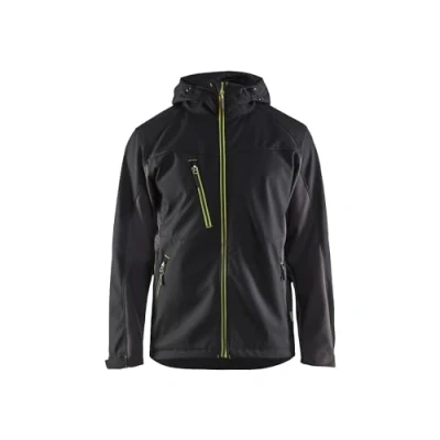 Bild av SOFTSHELLJACKA 4753 2516 MED LUVA SVART/VARSELGUL S Beijerbygg Byggmaterial