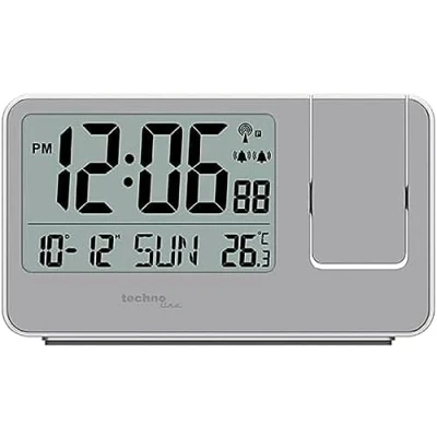 Bild av Technoline WT534 projektionsväckarklocka, radioklocka, projektion av temperatur och tid, silver