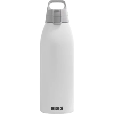Bild av SIGG Isolerad vattenflaska termosflaska Shield Therm One White kolsyrade drycker läckagesäker diskmaskinssäker BPA fri 90% återvunnet rostfritt stål vit 1,5 l