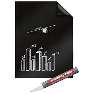 Bild av Legamaster Magic Chart Blackboard folie statiskt självhäftande mattsvart 80 x 60 cm inkl. 1 kritmarkör 25 folieark på en rulle