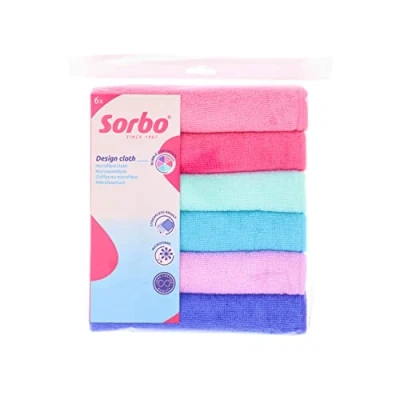 Bild av Sorbo Förpackning med 6 extra stora mikrofiberrengöringsdukar, mångsidiga rengöringshanddukar, remsafria, superabsorberande och tvättbar tygdammvippa lämplig för bilrengöring, hus, kök, fönster