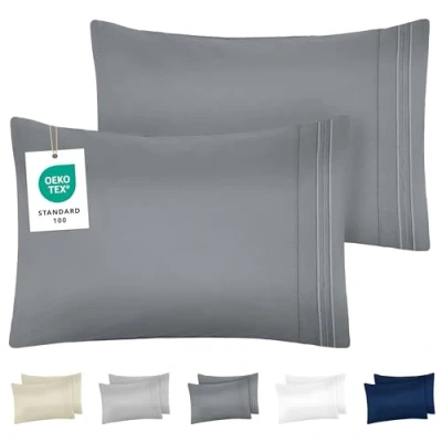 Bild av Dreamzie Örngott 50 x 70 Set om 2 i Oeko Tex Certified Borstad mikrofiber Mjukt kuddfodral med broderade mönster Antracit