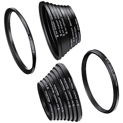 Bild av K&amp;F Concept 18 delar filteradapter set kamera objektiv filter metall step up ringar 9 st down för Canon Nikon Sony Sigma Tamron