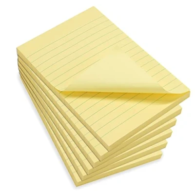 Bild av WAYTEX 931680C6 600 A6 självhäftande anteckningar med linjer set 6 block 100 flyttbara ark stort format 9,8 x 15 cm pastellgul färg