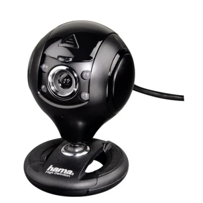 Bild av Hama HD Web Cam med mikrofon (strömningskamera lock, webbkamera för konferenser och möten på PC, bärbar dator dator) svart