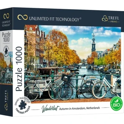 Bild av Trefl Prime UFT Pussel Wanderlust: Autumn In Amsterdam, Netherlands 1000 Bitar, Den Tjockaste Kartongen, BIO, EKO, Nederländerna, Höst, Resor, Kreativ Underhållning För Vuxna Och Barn Över 12 År