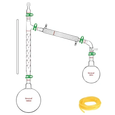 Bild av stonylab Vakuum Destillationsapparat, 13 St Chemistry Lab Glassware Kit 24/40 Borosilikatglas Destillationsutrustning för Extraktionsseparationsrening