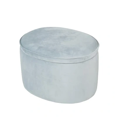 Bild av roba Barnpall Lil Sofa med förvaring Oval pall i blått sammetstyg Stoppmöbler Pouf för barnrum Sits höjd 27 cm