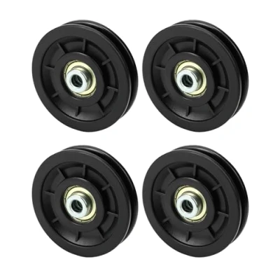 Bild av QWORK® 4 styck Nylon Remskiva 90 mm universell med lager stålrep för garageport kabelmaskin