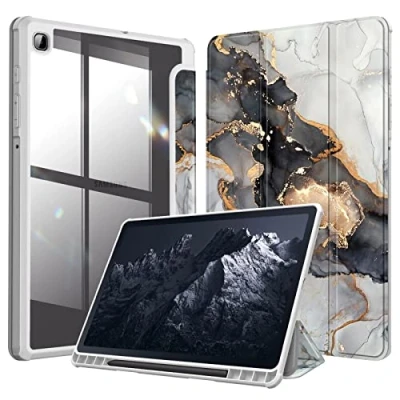 Bild av FINTIE Fodral för Samsung Galaxy Tab S6 Lite 2022/2020 10,4 tum [pennförvaring] Klart genomskinligt bakre skydd Lite, molnig marmor