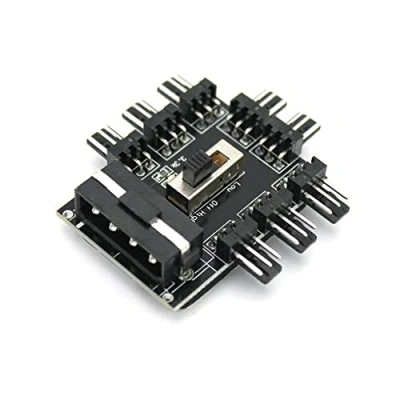 Bild av HuaLiSiJi PC fläkt HUB 3 stifts kontakt 12 V stift PWM 8 kanal, Cpu kylarfläktanslutning stationär dator kylare (8 portar 4P strömförsörjning)