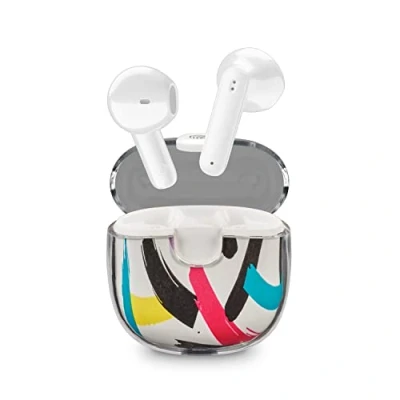 Bild av Music Sound Drip Bluetooth kapselhörlurar genomskinligt fodral med modedesign 19H autonomi Kontroller i hörlurarna Fantasy Spraymålning