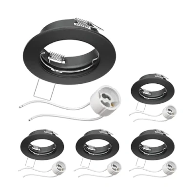 Bild av ledscom.de 5 st infälld takram FERE ram svart matt (LED/Halogen/GU10/MR16/PAR16/50mm) inkl. GU10 uttag