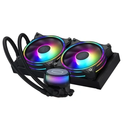 Bild av Cooler Master MasterLiquid ML240 Illusion CPU vattenkylare AIO vattenkylningssystem, 3:e gen. pump, 2 x 120 mm ARGB Halo fläktar, 240 radiator, styrenhet ingår AMD och Intel kompatibel