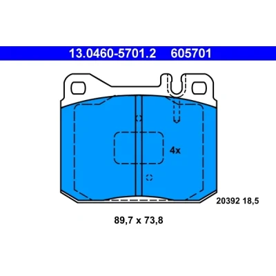 Bild av ATE 13.0460 5701.2 Jeu de plaquettes frein préparé pour indicateur d&#039;usure, contact signal d&#039;usure exclu VOLKSWAGEN: LT 28 35 I Van