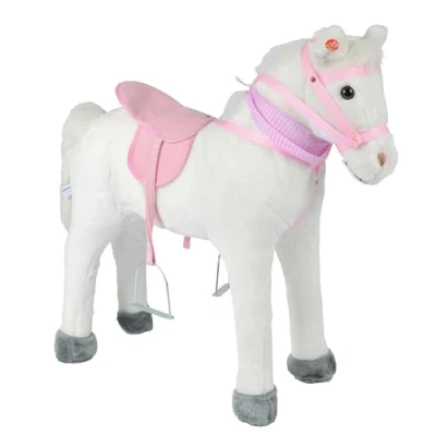 Bild av Pink Papaya Ståhäst att sitta på 75 cm hög leksakshäst rida på, Molly med ljud häst sadel