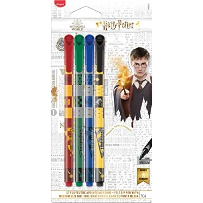 Bild av Maped 749600 4 Graph&#039;Peps Harry Potter pennor medium spets 0,8 mm komfort att skriva och rita svart, grön, röd, blå