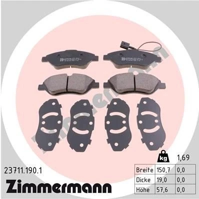 Bild av Bromsbeläggssats, skivbroms Zimmermann 23711.190.1