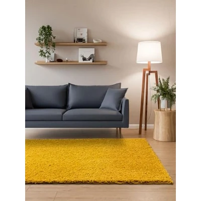 Bild av Interiyou matta lång lugg Sofia 200x290 cm Gul Mjuk, enfärgad, tvättbar, halksäker, fluffig