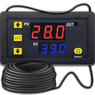 Bild av Retoo Temperaturtermostat, temperaturregulator, programmerbar, temperatursensor, termosta, styrenhet, LCD display, termostatbrytare 1 m sond, 50110 Celsius, larm, mikrodator AC 10220 V