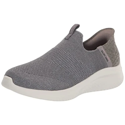 Bild av Skechers dam handsfree Slip Ins Ultra Flex 3.0 Smooth Step Sneaker, Grått, 8 UK Wide