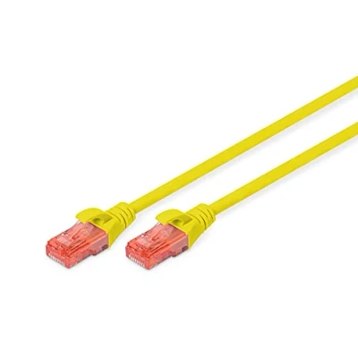 Bild av DIGITUS LAN Kabel Cat 6 2m CCA nätverkskabel med RJ45 U/UTP oskärmad kompatibel 6A och 5e Gul