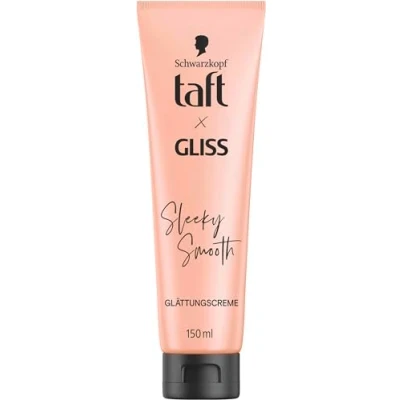 Bild av Taft x Gliss utjämningskräm Sleeky Smooth (150 ml), stylingkräm för rakt hår utan plattjärn, med extra hårtork och anti frizz skydd
