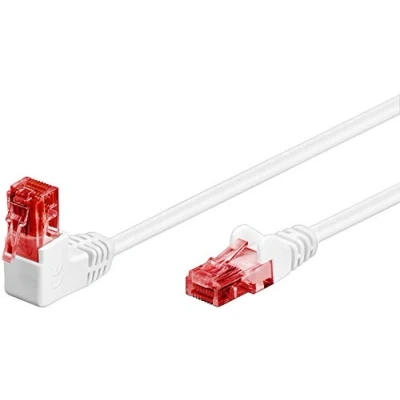 Bild av Goobay 51520 CAT 6 patchkabel, 90 graders kontakt, nätverkskabel, Ethernet, Playstation, Xbox, LAN kabel, DSL, U/UTP, RJ45 vit, 0,25 meter