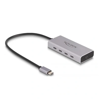 Bild av DeLOCK Hub 10 Gbps PD 85 Watt with 30 cm connection cable 5 ports USB 3.0 porte Grey