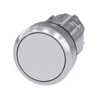 Bild av Siemens 3SU1050 0AB60 0AA0 Tryckknapp Frontring metall, Högglans, Kontrollvred platt Vit 1 st