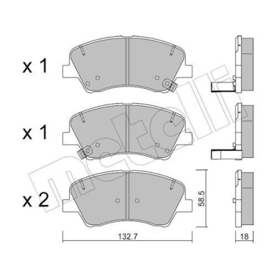 Bild av METELLI 22 1167 0 Jeu de plaquettes frein avec indicateur d&#039;usure KIA: Rio 4, Stonic 3/5 portes, HYUNDAI: i20 III