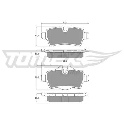 Bild av TOMEX brakes TX 16 05 Jeu de plaquettes frein Essieu arrière préparé pour indicateur d&#039;usure MINI: 3/5 portes, Clubman, Cabriolet