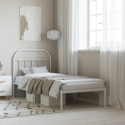 Bild av vidaXL Sängram med huvudgavel metall vit 80x200 cm, säng, metallsäng, sängram, sängar, metallsängar, sängramar, gästsäng, gästsängar