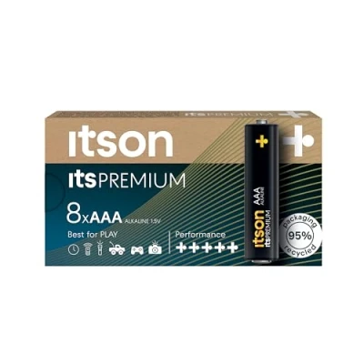 Bild av ITSON, AAA batterier, förpackning med 8, bäst för kameror, spelkontroller, LR03IPR/8CP