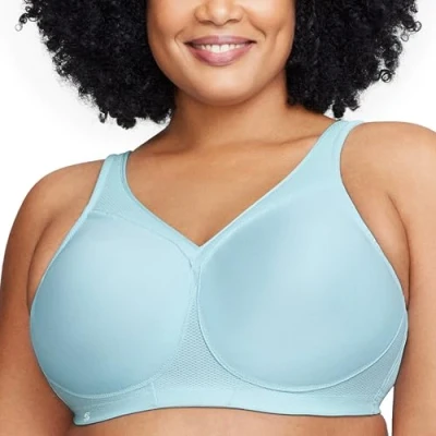 Bild av Glamorise dam plus storlek MagicLift sömlös sport bh trådlös 1006, Frostad aqua, 115B