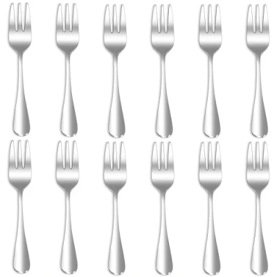 Bild av Qucher 12 stycken 14,5 cm tårtgaffel, dessertgafflar rostfritt stål set