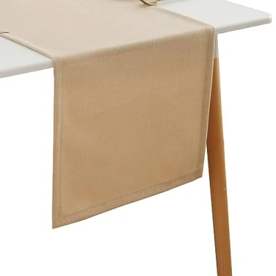 Bild av Simurq bordslöpare linneutseende lotuseffekt vattenavvisande och tvättbar modern lättskött fläckavvisande löpare beige (färg: beige, 40 x 180 cm)