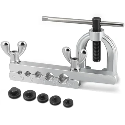 Bild av Flexzion SAE 45 graders dubbel utsvängning bromslinje verktygssats med (3/16, 1/4, 5/16, 3/8, 1/2 tum) adaptrar matriser bil koppar stål aluminium broms bränsle hydraulisk ledning