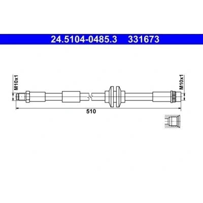 Bild av ATE 24.5104 0485.3 Flexible De Frein 510 M10x1 RENAULT: Twingo 3