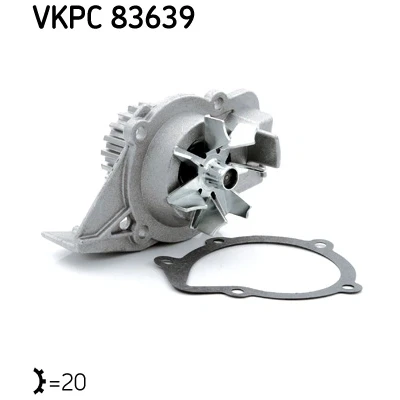 Bild av SKF VKPC 83639 Pompe à eau 20 avec joints Matière plastique pour transmission par courroie de distribution PEUGEOT: 406 Berline, 206 3/5 portes