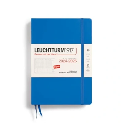 Bild av LEUCHTTURM1917 370729 akademisk veckoplanerare medium (A5) 2025, 18 månader (07.2024 12.2025), inbundet omslag, sky, engelska
