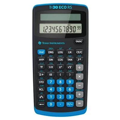 Bild av Texas Instruments TI 30 ECO RS FC Schulrechner (Einzeiliges 10 stelliges Display, Solarbetrieb) Schwarz