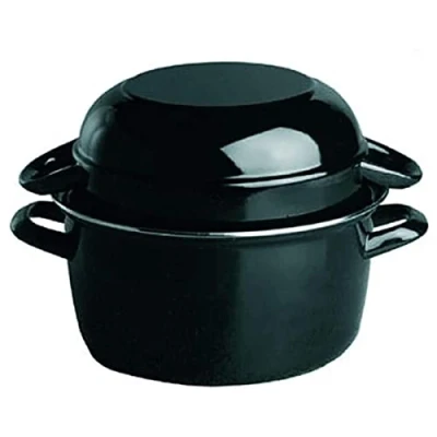 Bild av APS Musselgryta, Musselgryta för 1 kg, Skaldjursgryta, av svart emaljerat stål, kapacitet: 2,6 liter, 20 x 25 cm, höjd 17 cm